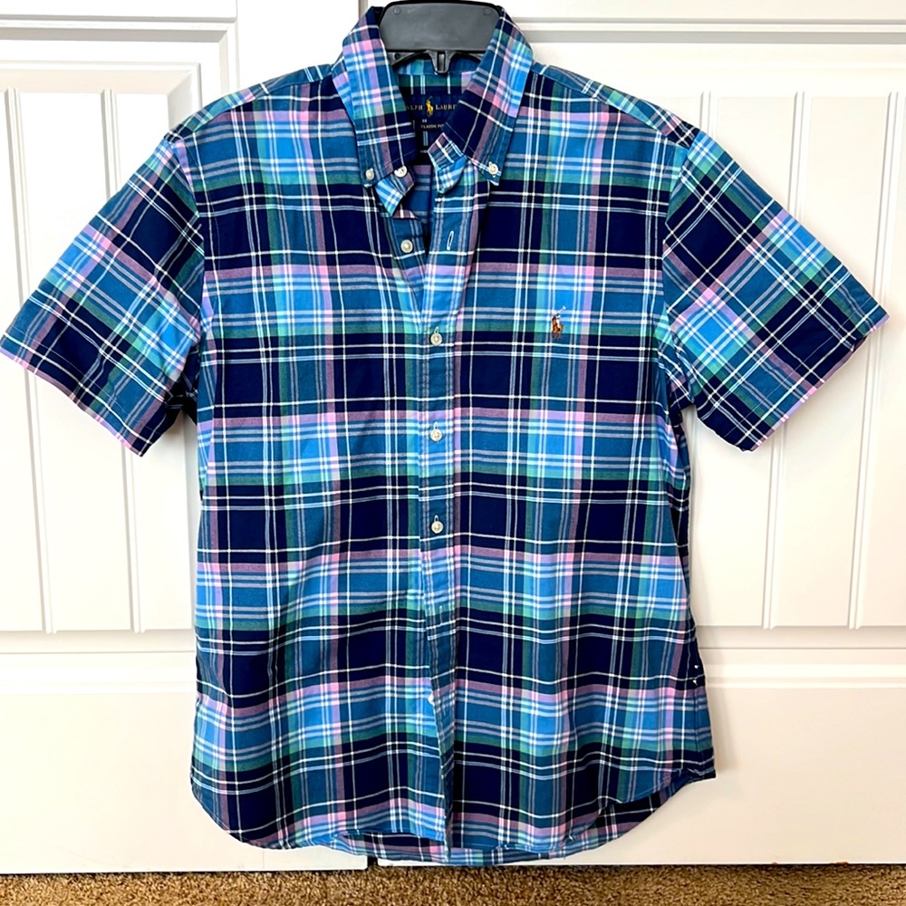 Colorful Ralph Lauren Short Sleeve Classic Fit Shirt Medium